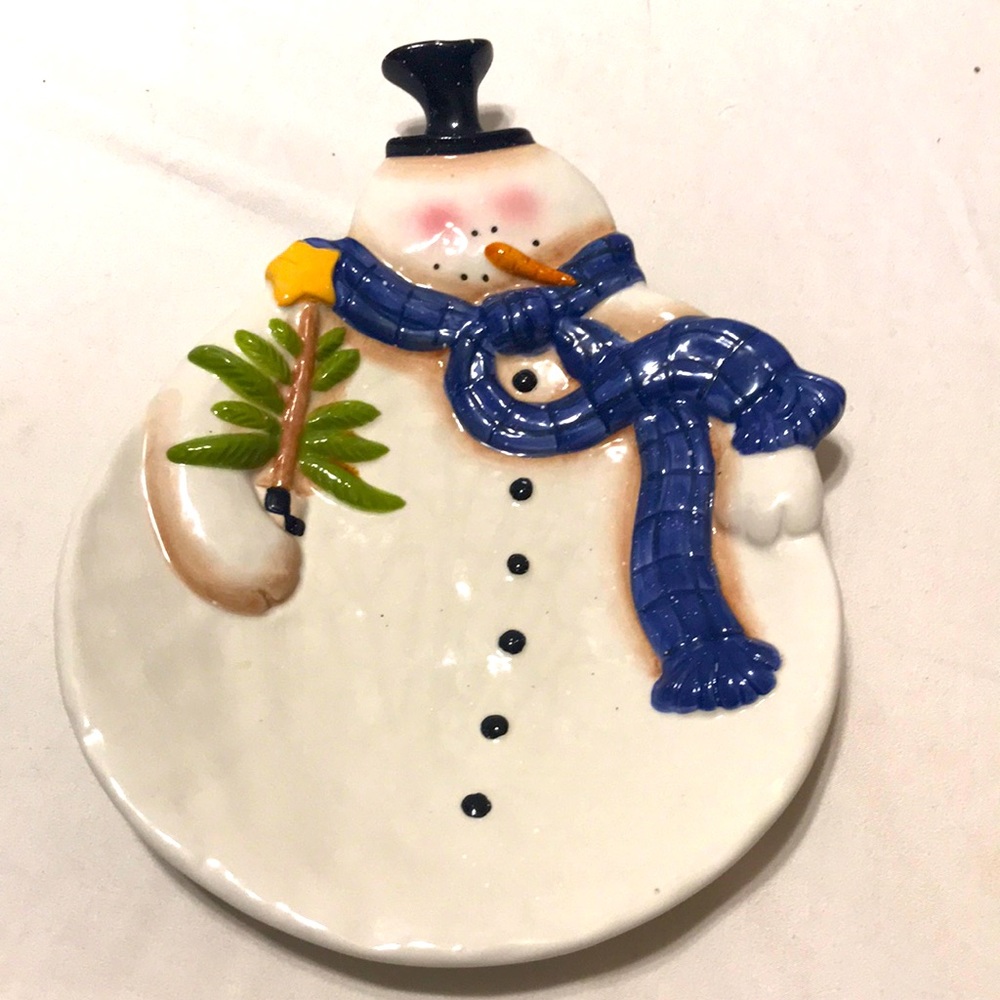 Sapota ceramic snowman plate